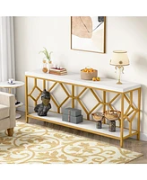 Tribesigns 71 Inch Extra Long Sofa Table, Narrow Long Sofa Console Tables Behind Couch Table with Open Storage Shelf