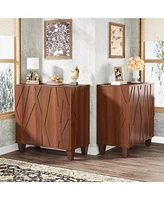 Tribesigns Sideboard Buffet Storage Cabinet Set of 2, Retro Kitchen Sideboard Cabinet with Adjustable Shelves 55" Accent Cabinet with Doors for Living