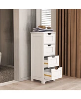 White 4-Drawer Storage Cabinet for Bathroom, Living Room, Kitchen