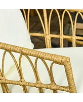 Cream White 3-Piece Rattan Bistro Set with Rocking Chairs