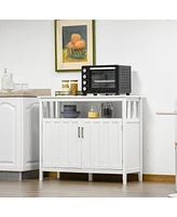 White Buffet Cabinet with Adjustable Shelves