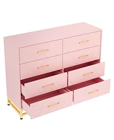 gaomon Patikuin 8 Drawer Dresser for Bedroom with Deep Drawers, Wide Chest of Drawers with Metal Handles, Large Floor Wood Storage Dresser Modern Dres