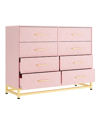 gaomon Patikuin 8 Drawer Dresser for Bedroom with Deep Drawers, Wide Chest of Drawers with Metal Handles, Large Floor Wood Storage Dresser Modern Dres