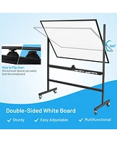 Vebreda 48 x 36 Inch Mobile Magnetic Double-Sided Reversible Whiteboard Height Adjust