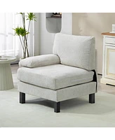 Homcom Accent Chair Left Side Module for Modular Sectional Sofa Cream