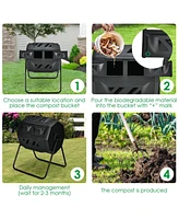 Givimo 43 Gallon Composting Tumbler Compost Bin with Dual Rotating Chamber