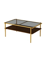 Modern Glass Coffee Table with Golden Legs