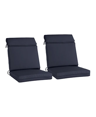 Aoodor 2Pcs Outdoor High Back Dining Chair Cushion Set, Fade and Water Resistant Polyester Fabric Cover with Ties and Zipper