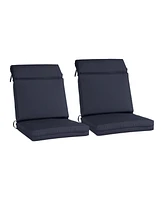 Aoodor 2Pcs Outdoor High Back Dining Chair Cushion Set, Fade and Water Resistant Polyester Fabric Cover with Ties and Zipper