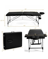 Skonyon 84 Inch L Portable Adjustable Massage Bed with Carry Case for Facial Salon Spa -Black