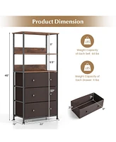 Skonyon Chest of Fabric Drawer with 3 Folding Fabric Drawers and Anti-tipping Devices-Brown