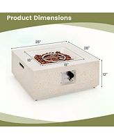 Sugift 28 Inch 40000 Btu Square Propane Gas Fire Pit with Pvc Cover-White