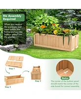 Sugift Folding Wooden Raised Garden Bed with Removable Bottom for Herbs Fruits Flowers