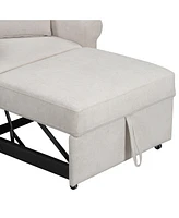 Chenille Convertible Sleep Chair, 3-in-1 Lounger to Bed