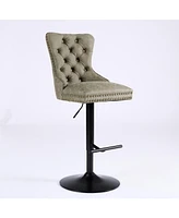 Aged Pu Swivel Barstools with Adjustable Height and Comfortable Backs (Set of 2)