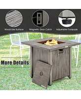 Sugift 28 Inch 40 000 Btu Square Fire Pit Table with Lid and Lava Rocks-Gray