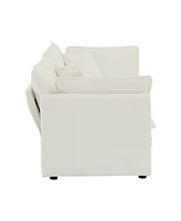 Streamdale Furniture White Chenille Loveseat with Pillows for Living Room