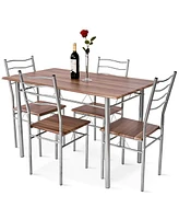 Skonyon 5 Pieces Wood Metal Dining Table Set with 4 Chairs