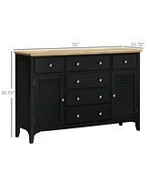 Black Sideboard Buffet with Adjustable Shelves