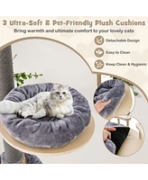 Skonyon Floor to Ceiling Cat Tree with 93 Inch-107 Inch Adjustable Height-Gray