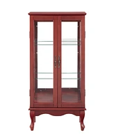 Simplie Fun Lighted Display Cabinet with Glass Doors and Adjustable Shelves