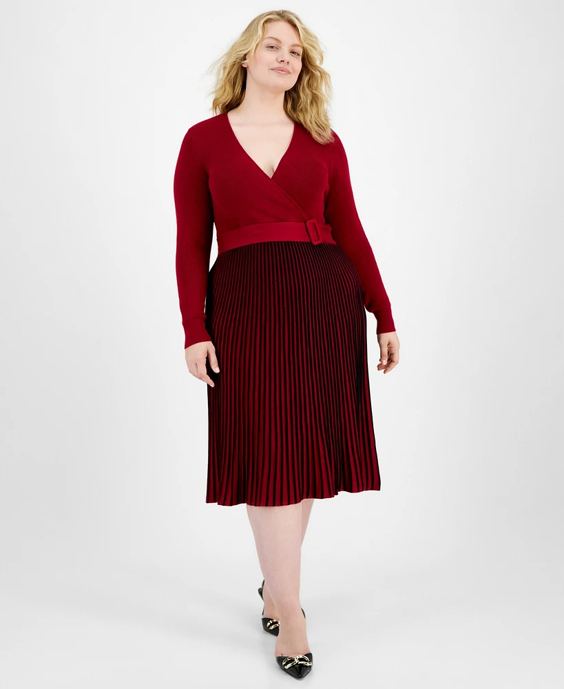 Robbie Bee Plus Pleated Sweater Dress