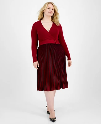 Robbie Bee Plus Pleated Sweater Dress