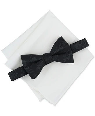 Bar Iii Men's Alton Floral Bow Tie & Solid Pocket Square Set, Created for Macy's