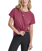 Dkny Sport Women's Cotton Stud Logo Knot-Front T-Shirt