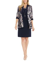 R & M Richards Petite 2-Pc. Printed Jacket & Necklace Dress Set