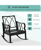 Streamdale Furniture Wicker Rocking Chair with Cushions for Garden, Patio, Backyard