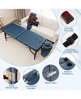 Sugift Portable Folding Massage Table with Carrying Case-Navy