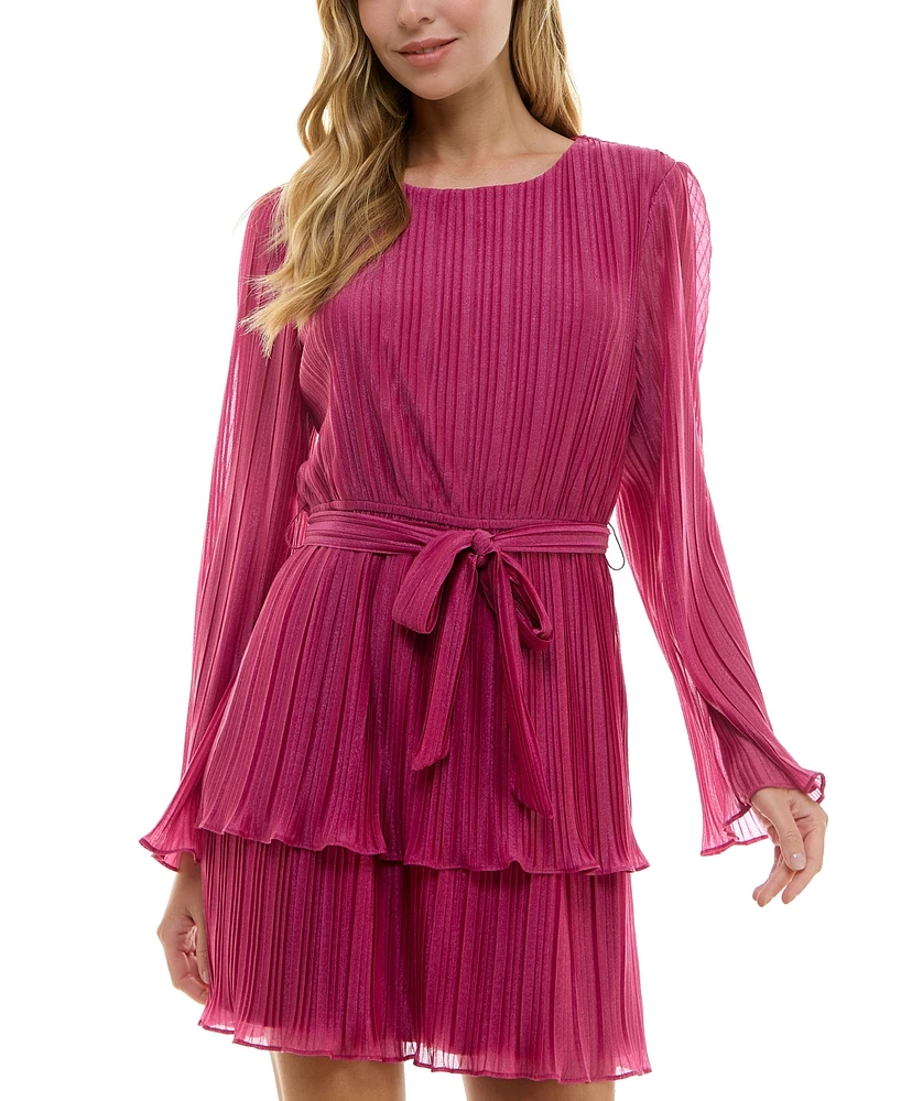 City Studios Juniors' Pleated Bell-Sleeve Dress