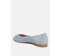 Rag & Co Vigilante Bow Detail Denim Ballerinas