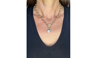 Rivka Friedman Oval Link Pearl & Cz Charm Necklace