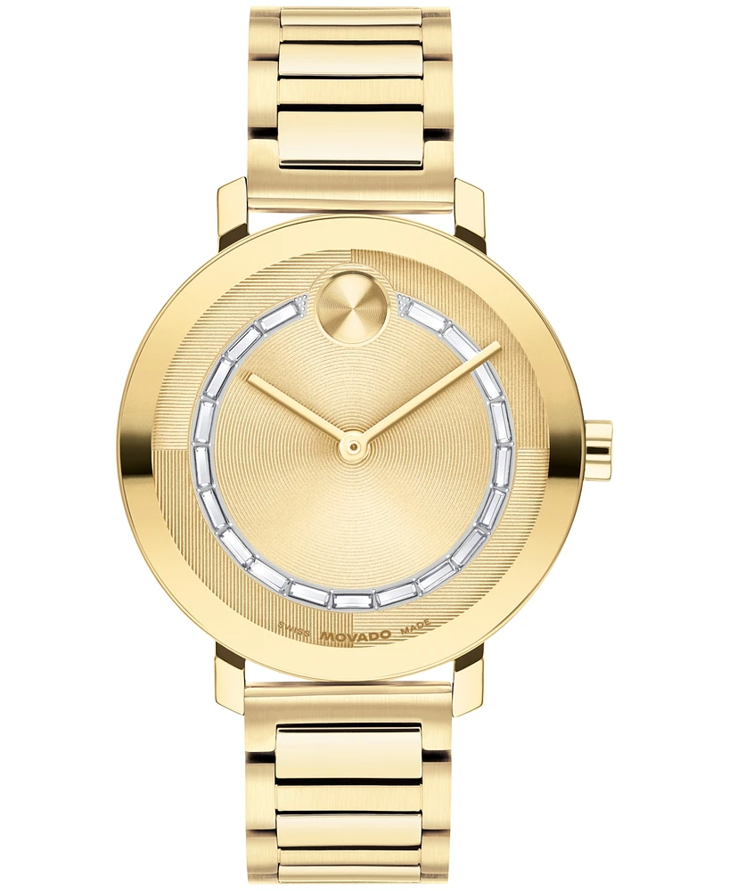 Movado Women's Bold Evolution 2.0 Swiss Quartz Ionic Plated Light Gold Steel Watch 34mm