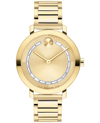 Movado Women's Bold Evolution 2.0 Swiss Quartz Ionic Plated Light Gold Steel Watch 34mm - Gold