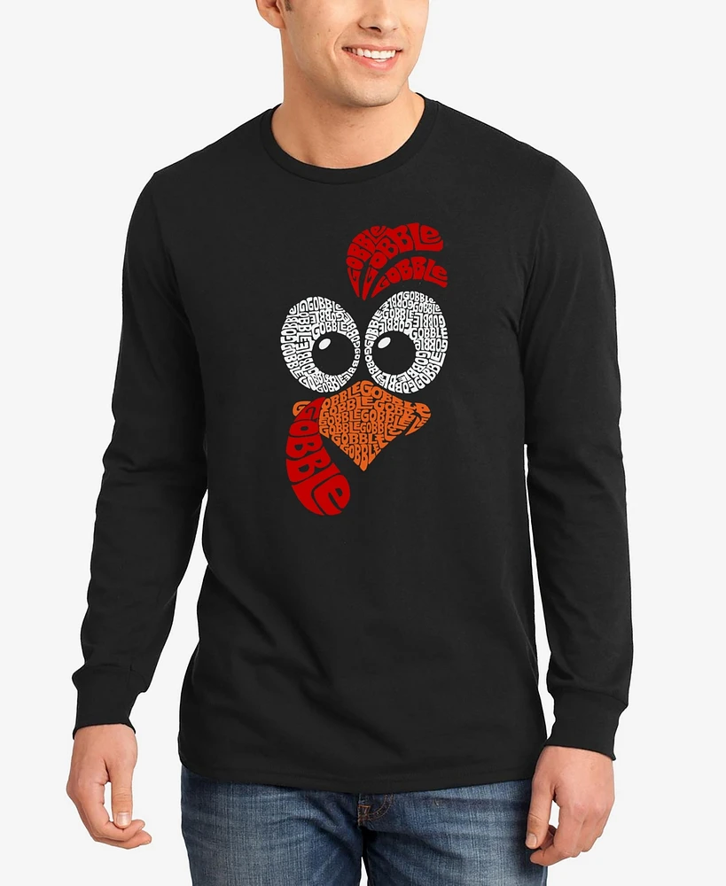 La Pop Art Men's Turkey Face Word Long Sleeve T-Shirt