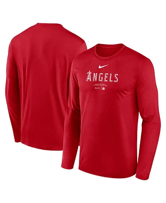 Nike Men's Red Los Angeles Angels Authentic Collection Practice Performance Long Sleeve T-Shirt