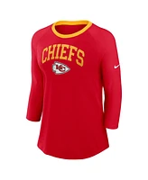 Nike Women's Red Kansas City Chiefs Raglan 3/4 Sleeve T-Shirt