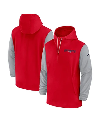 Nike Men's Red/Gray New England Patriots 2024/25 Sideline Pre-Game Player 1/2-Zip Hoodie Jacket