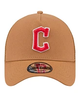 New Era Men's Brown Cleveland Guardians A-Frame Trucker 9FORTY Adjustable Hat