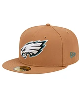 New Era Men's Tan Philadelphia Eagles Color Pack 59FIFTY Fitted Hat with Side Patch