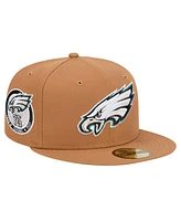 New Era Men's Tan Philadelphia Eagles Color Pack 59FIFTY Fitted Hat with Side Patch