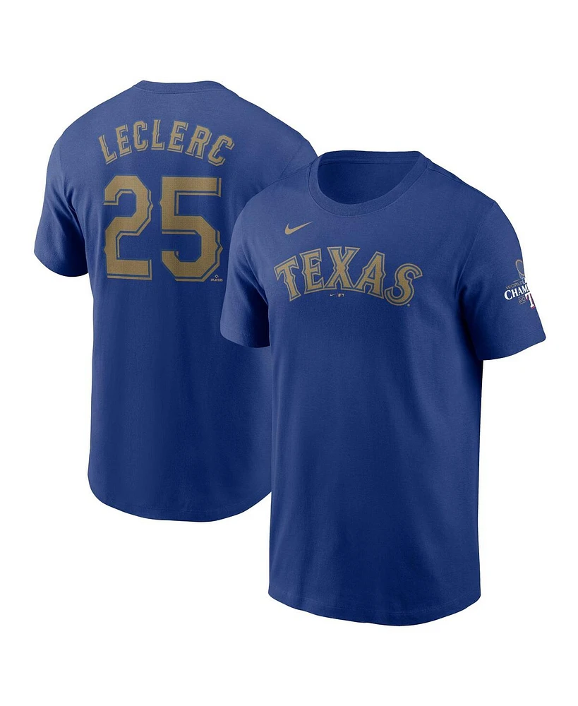 Nike Men's Jose Leclerc Royal Texas Rangers 2024 Gold Collection Name Number T-Shirt