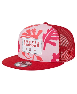 New Era Men's Red Los Angeles Angels Bikini Bottom Trucker 9FIFTY Snapback Hat