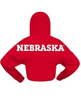 Spirit Jersey Women's Scarlet Nebraska Huskers Oversized Cropped Pullover Hoodie