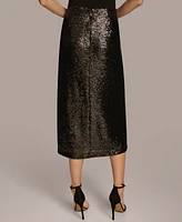 Donna Karan New York Women's Sequin Faux-Wrap Midi Skirt