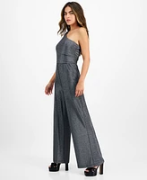 Bar Iii Petite Sparkle-Knit One-Shoulder Jumpsuit, Created for Macy's