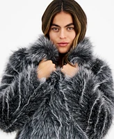 Bar Iii Petite Faux-Fur Collared Snap-Front Coat, Created for Macy's